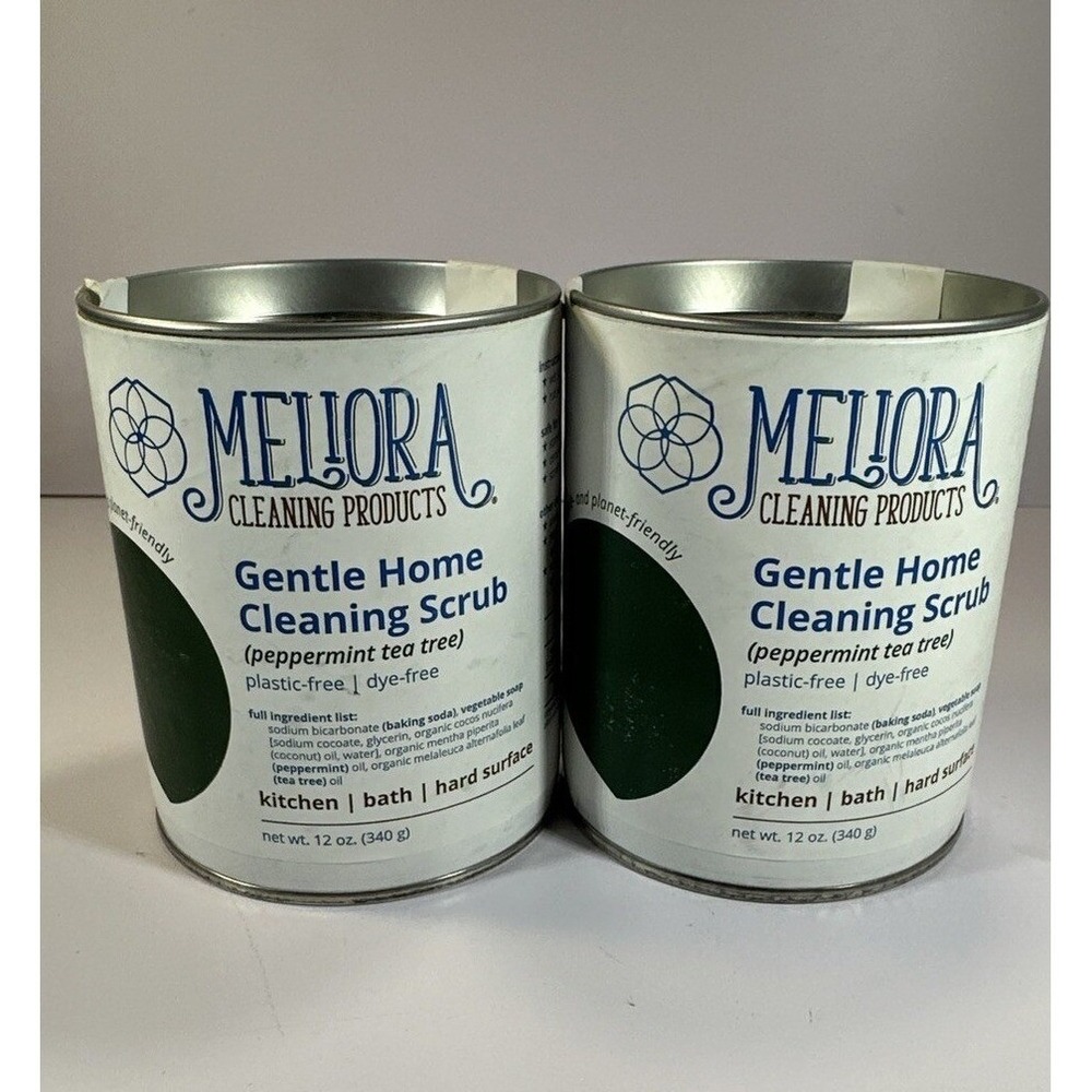 2 Pack Meliora Gentle Home Cleaning Scrub Peppermint Tea Tree 12oz Plastic-Free